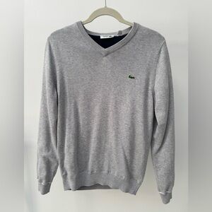 Lacoste Sport Gray V-Neck‎ Lined Sweater, Size S